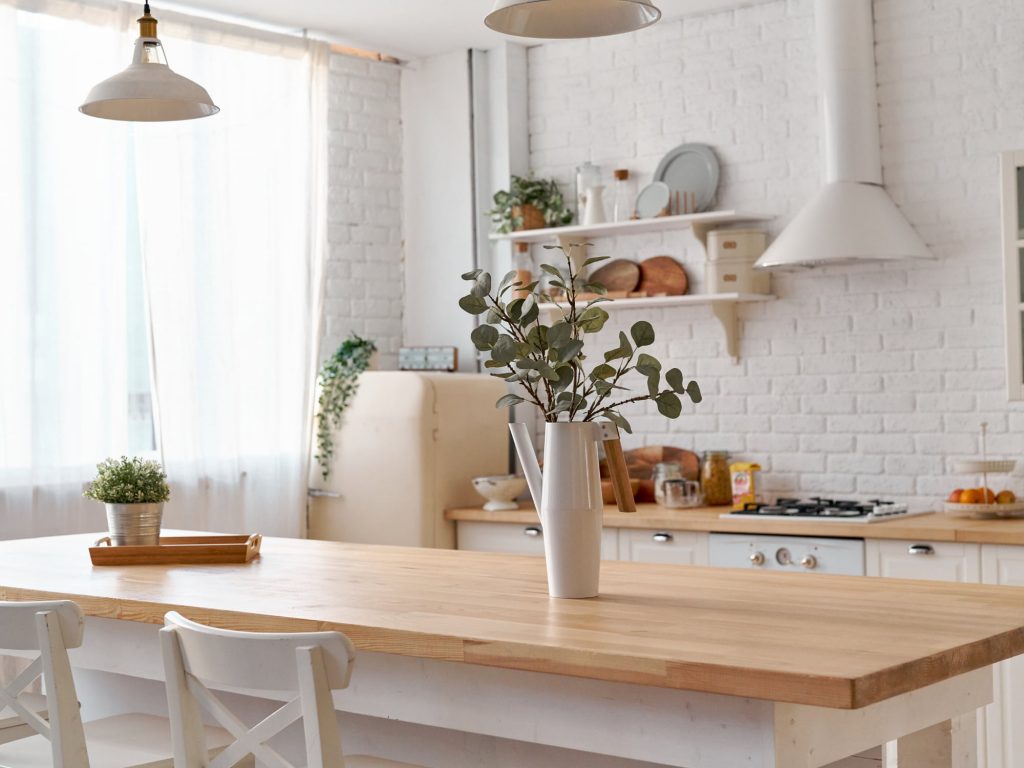 wood countertop kitchen